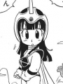 Chi-Chi's childhood design appears to fuse aspects of both characters.