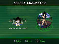 Son Gohan with the "RIT Armor" character model option in Dragon Ball Z: Sagas