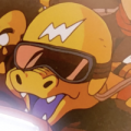 A canine or reptilian gang member; he is knocked off the road by 17