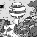 A capsule house on Omori's Island, owned by either Tights or Omori from Jaco the Galactic Patrolman Chapter 11.