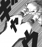 Kuririn fires a kakusandan at the Saiyans.