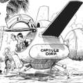 A rocket-plane from Capsule Corporation headquarters from Chapter 94