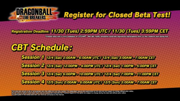 DRAGON BALL: THE BREAKERS - The Closed Beta Test starts now! - Steam News